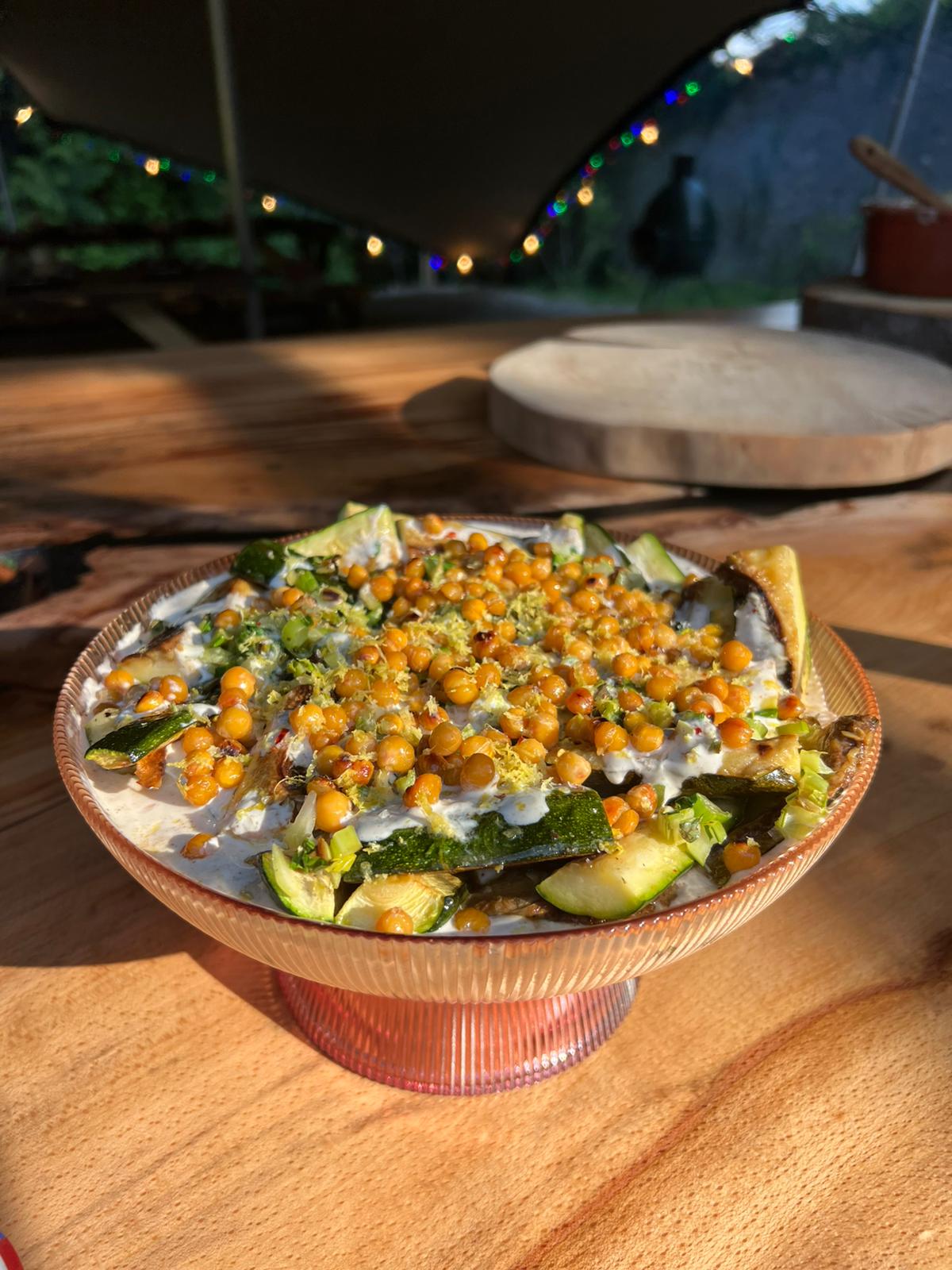 Spiced Yogurt with Grilled Courgettes & Chickpeas