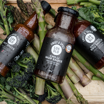 Chilli mop sauce, hot sauce and original BBQ sauce from Lo & Slo